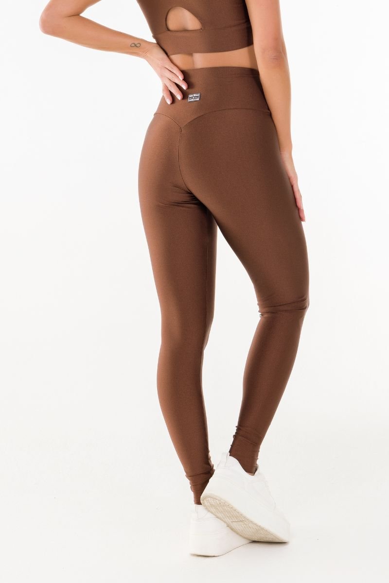 Legging Fitness Brilho Empina Bumbum Coffee
