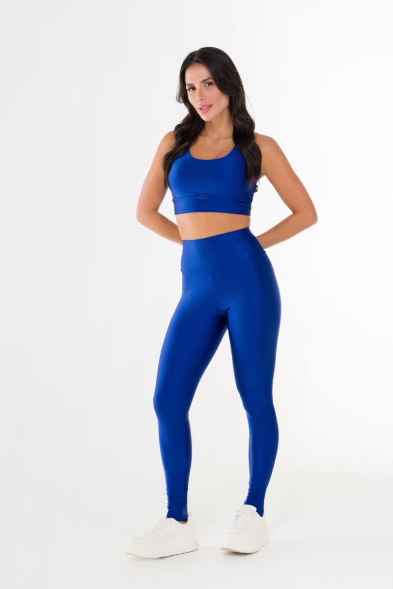 Legging Fitness Brilho Empina Bumbum Azul Sodalite