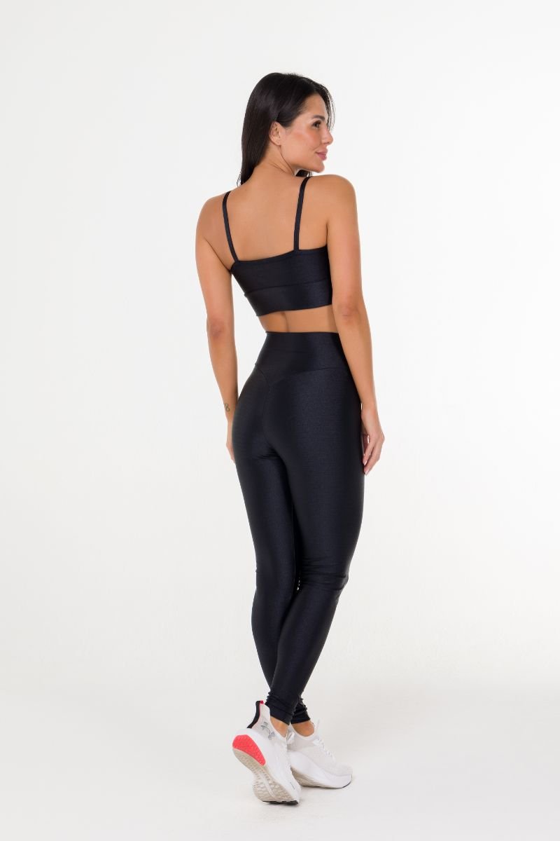 Legging Fintess Alta Elasticidade Glow Preto