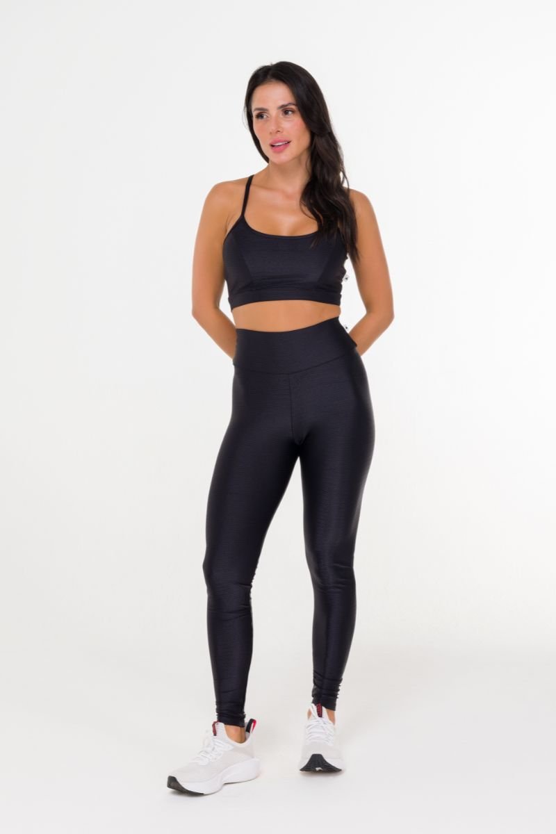 Legging Fitness Brilho Glossy Preto