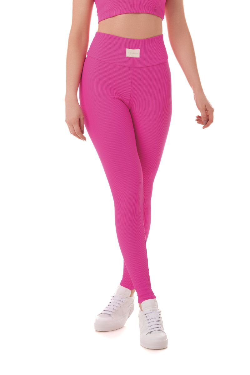 Legging Fitness Canelada Alta Compressão Pink