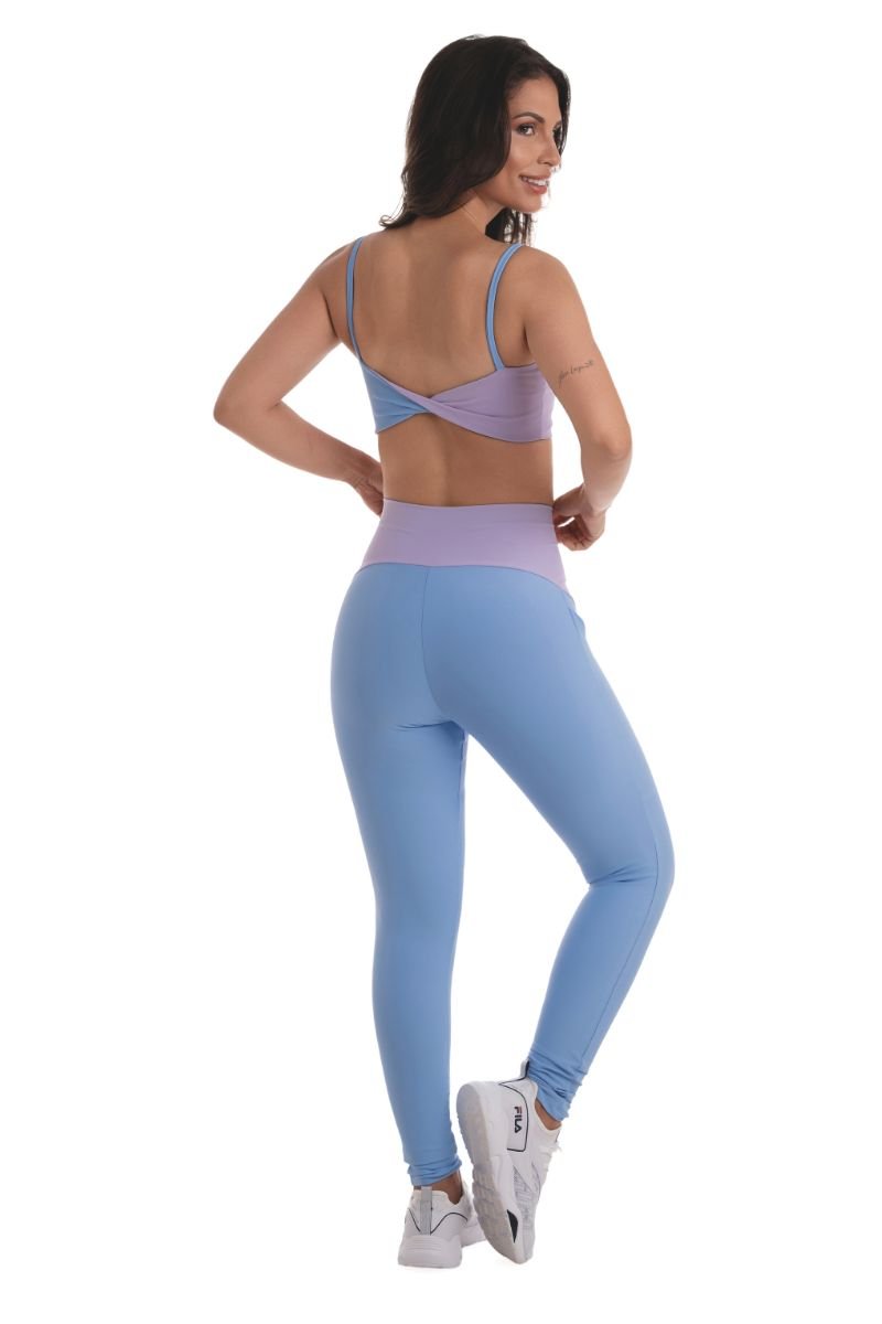 Legging Fintess Com Bolsos Zero Transparência Serenity/lilas