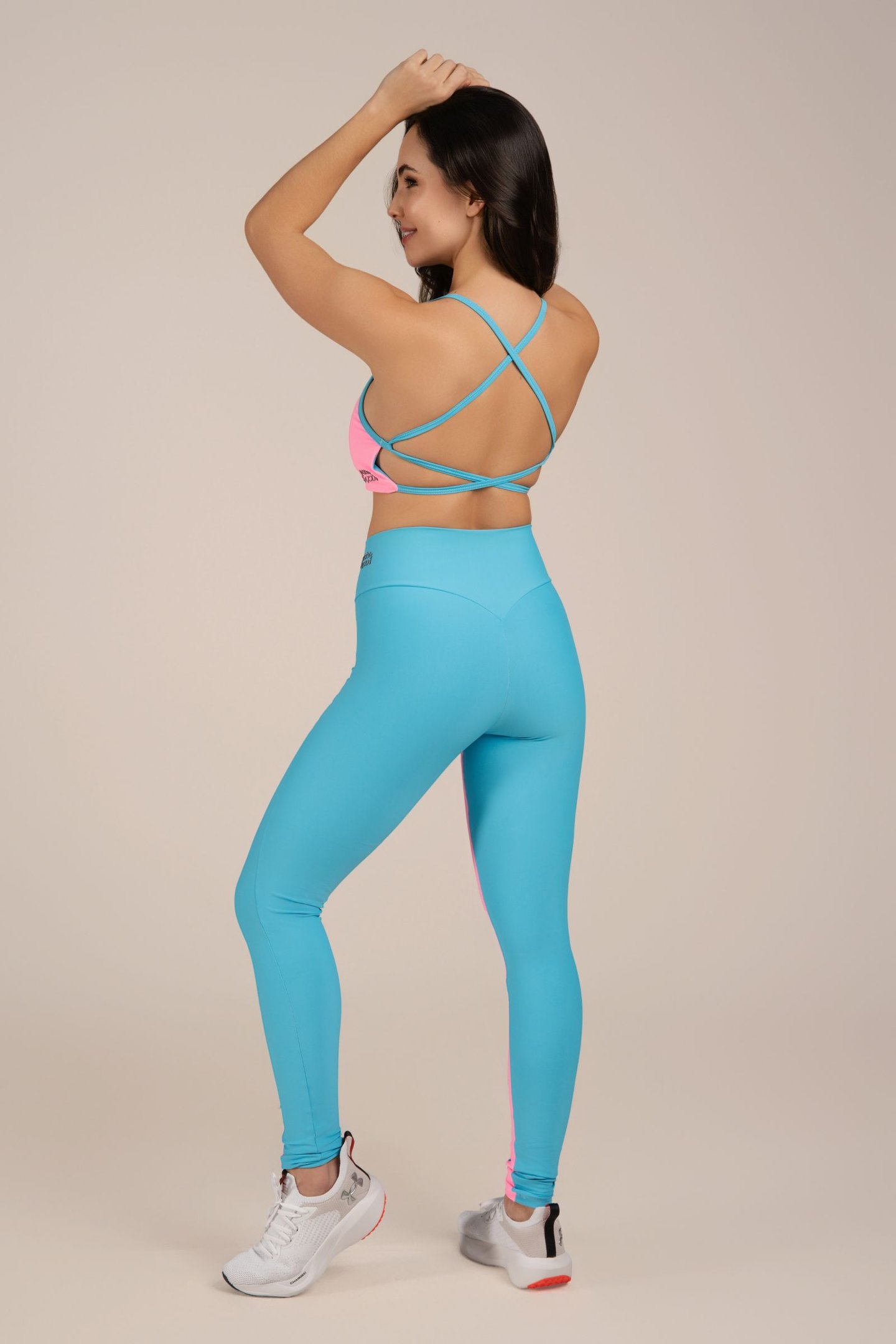 Legging Fitness Bicolor Zero Transparência Pacific/confete