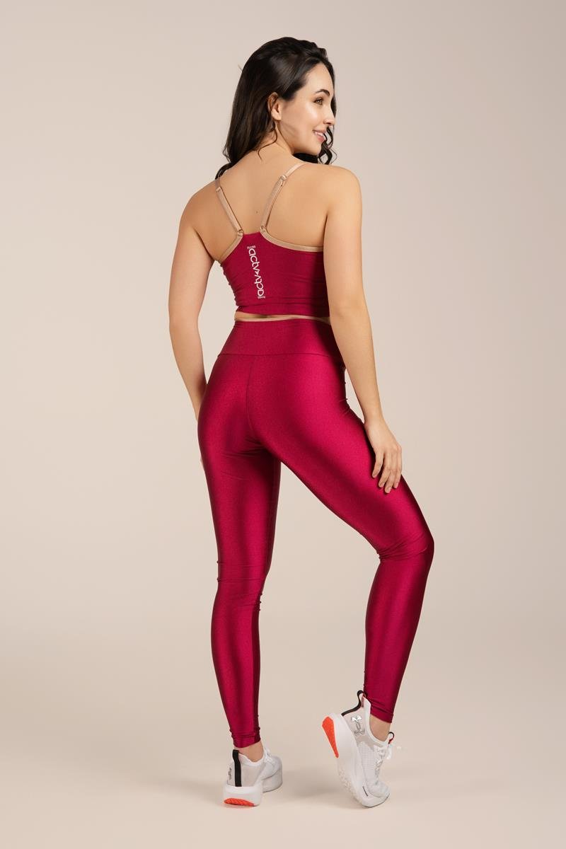Legging Fitness Brilho Cós Duplo Bicolor Desejo/bege