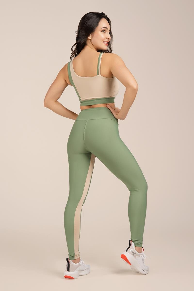 Legging Fitness Cós Duplo Detalhe Bicolor Malva|duna