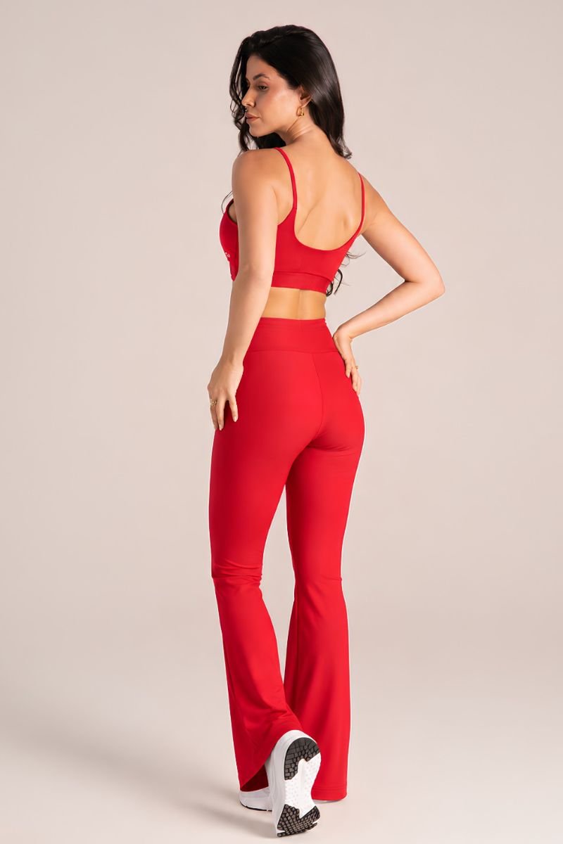 Calça Flare Soft Stretch Long Active Fitness Vermelho Intens