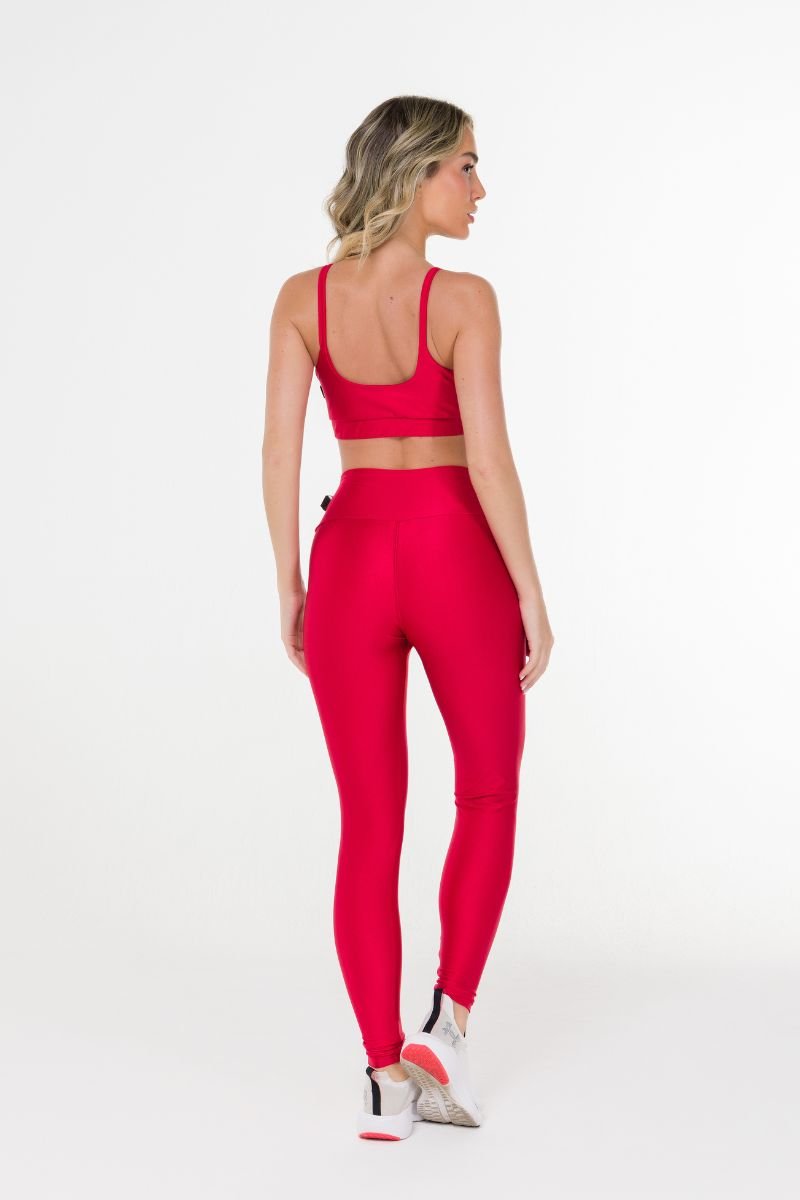 Legging Fitness Brilho Cós Duplo Vermelho Intense