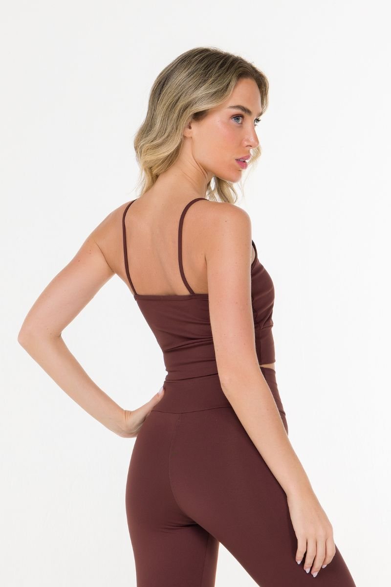 Top Fitness Cropped Alcinhas Coffee