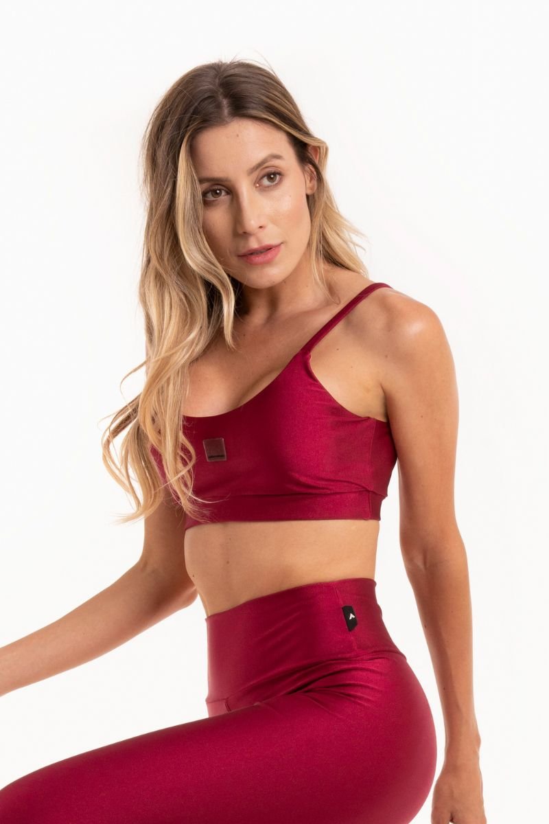 Top Fitness Brilho Alças Com Elástico Desejo