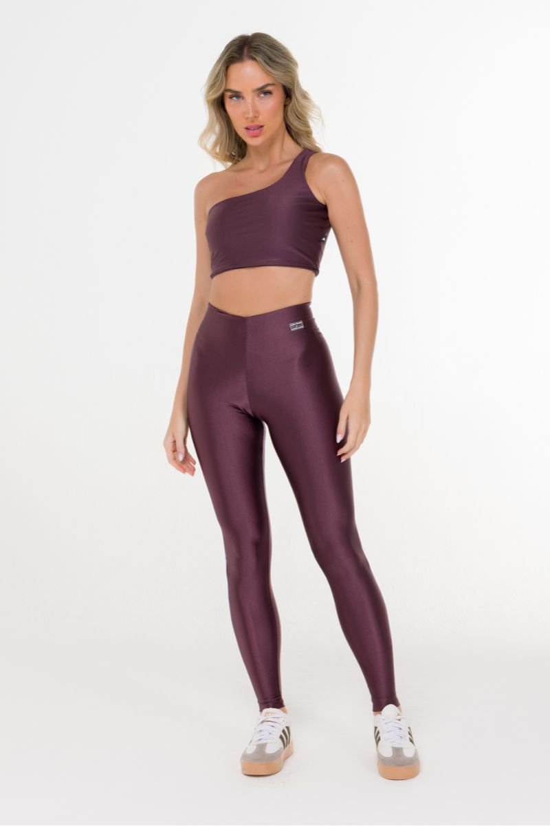 Top Fitness Brilho Alça Única Ébano