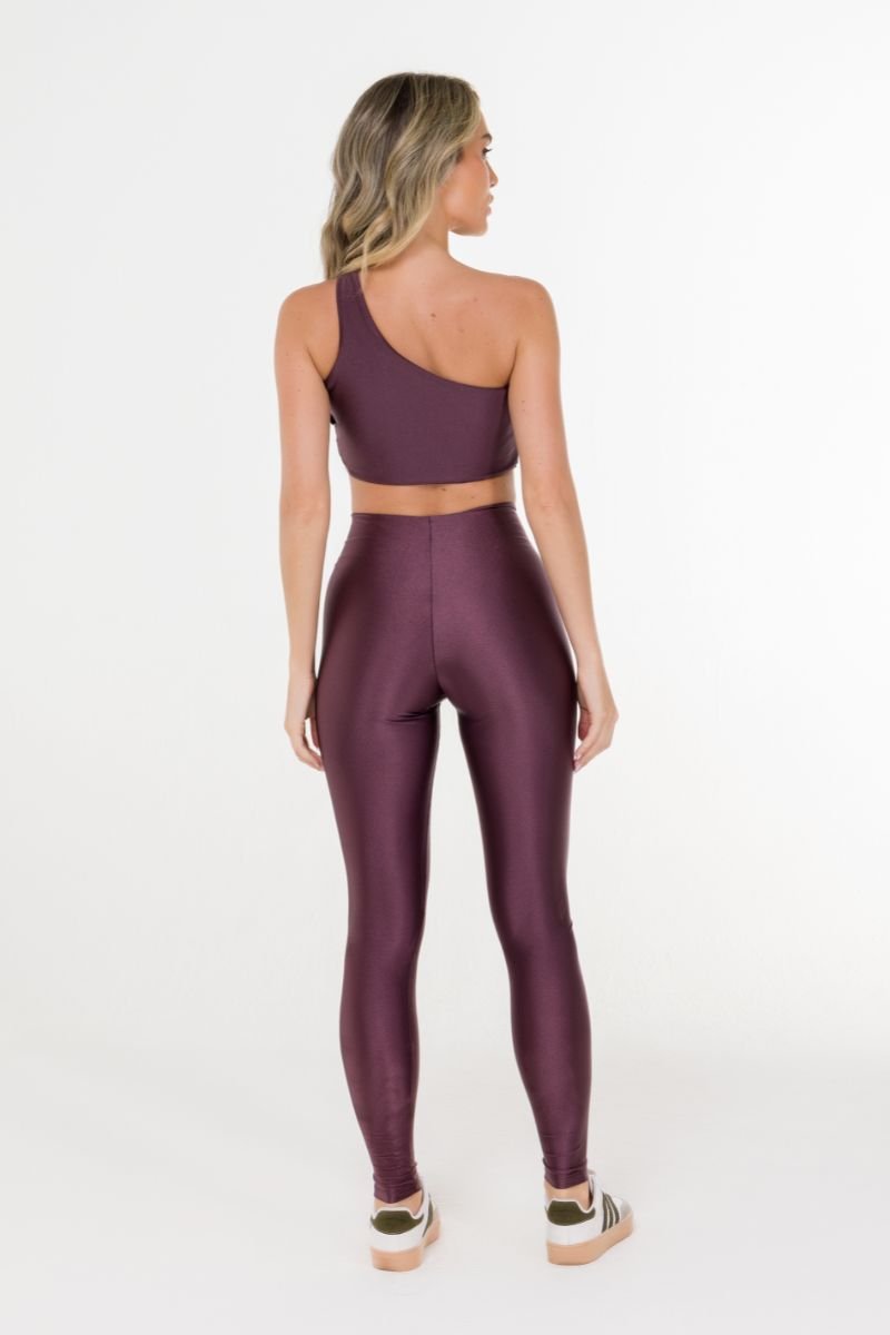 Top Fitness Brilho Alça Única Ébano