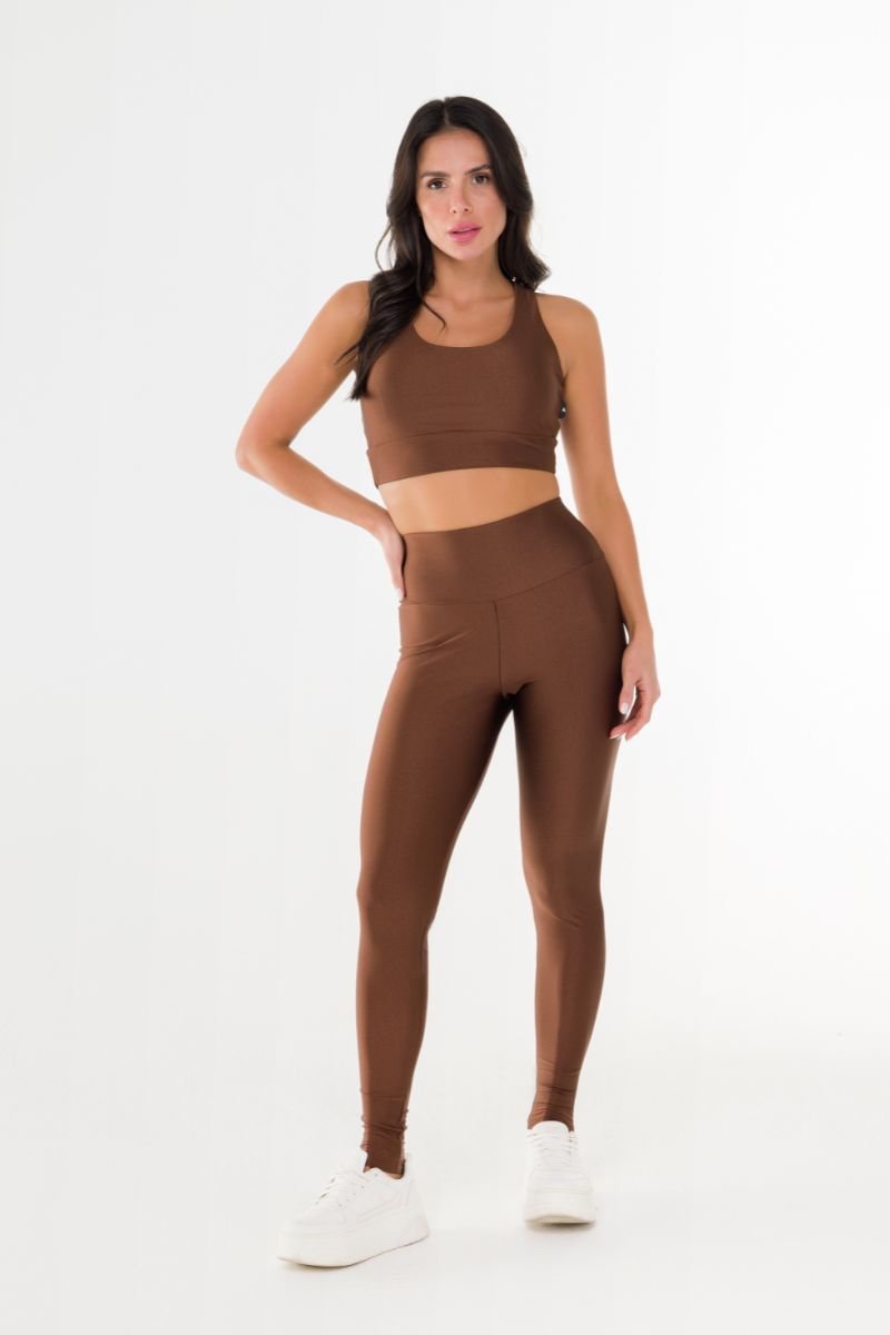 Top Fitness Brilho Nadador Com Detalhe Coffee