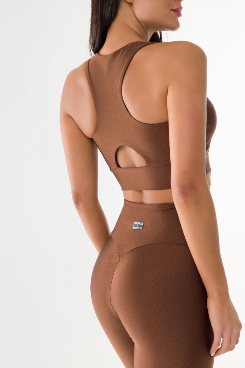 Top Fitness Brilho Nadador Com Detalhe Coffee