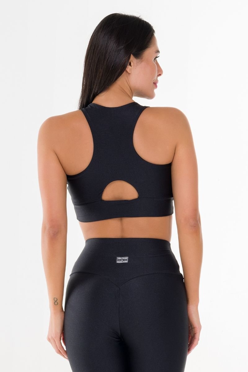 Top Fitness Brilho Nadador Com Detalhe Preto