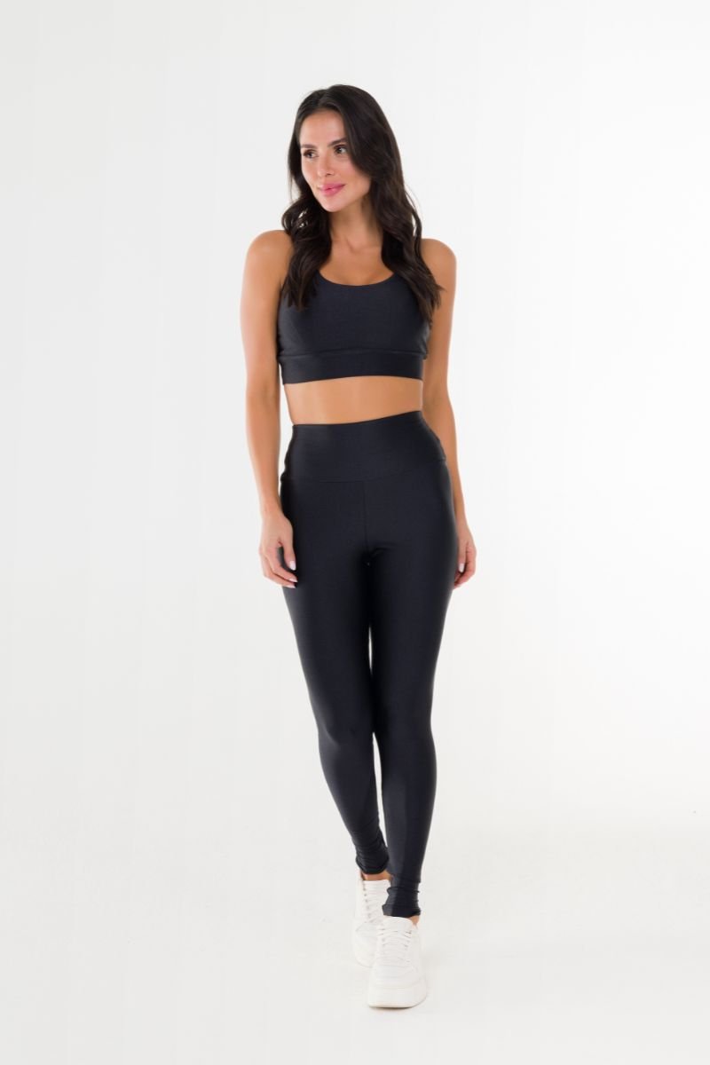 Top Fitness Brilho Nadador Com Detalhe Preto