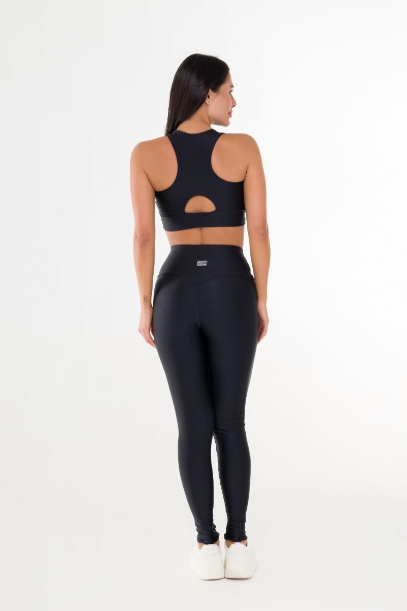 Top Fitness Brilho Nadador Com Detalhe Preto