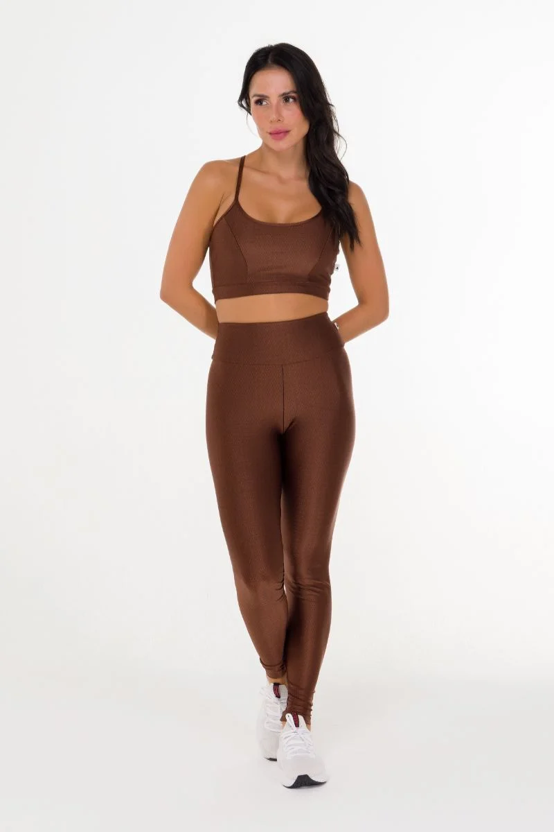 Top Fitness Alças Glossy Coffee