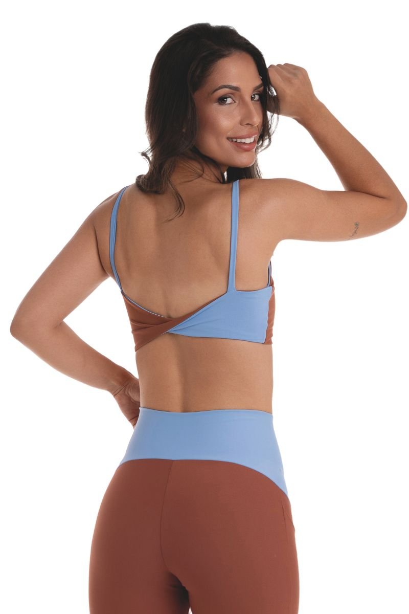 TOP ALCINHA REVERSÍVEL BICOLOR Serenity/cocoa