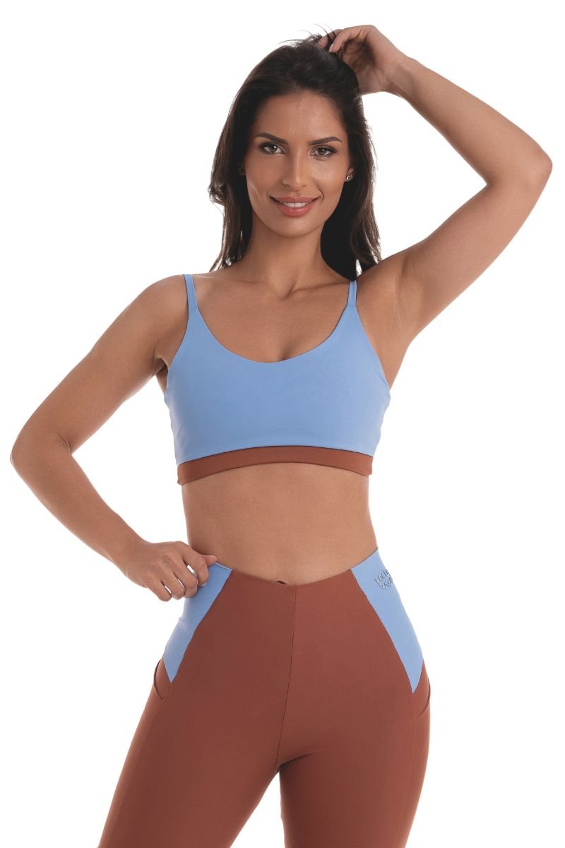 TOP ALCINHA REVERSÍVEL BICOLOR Serenity/cocoa