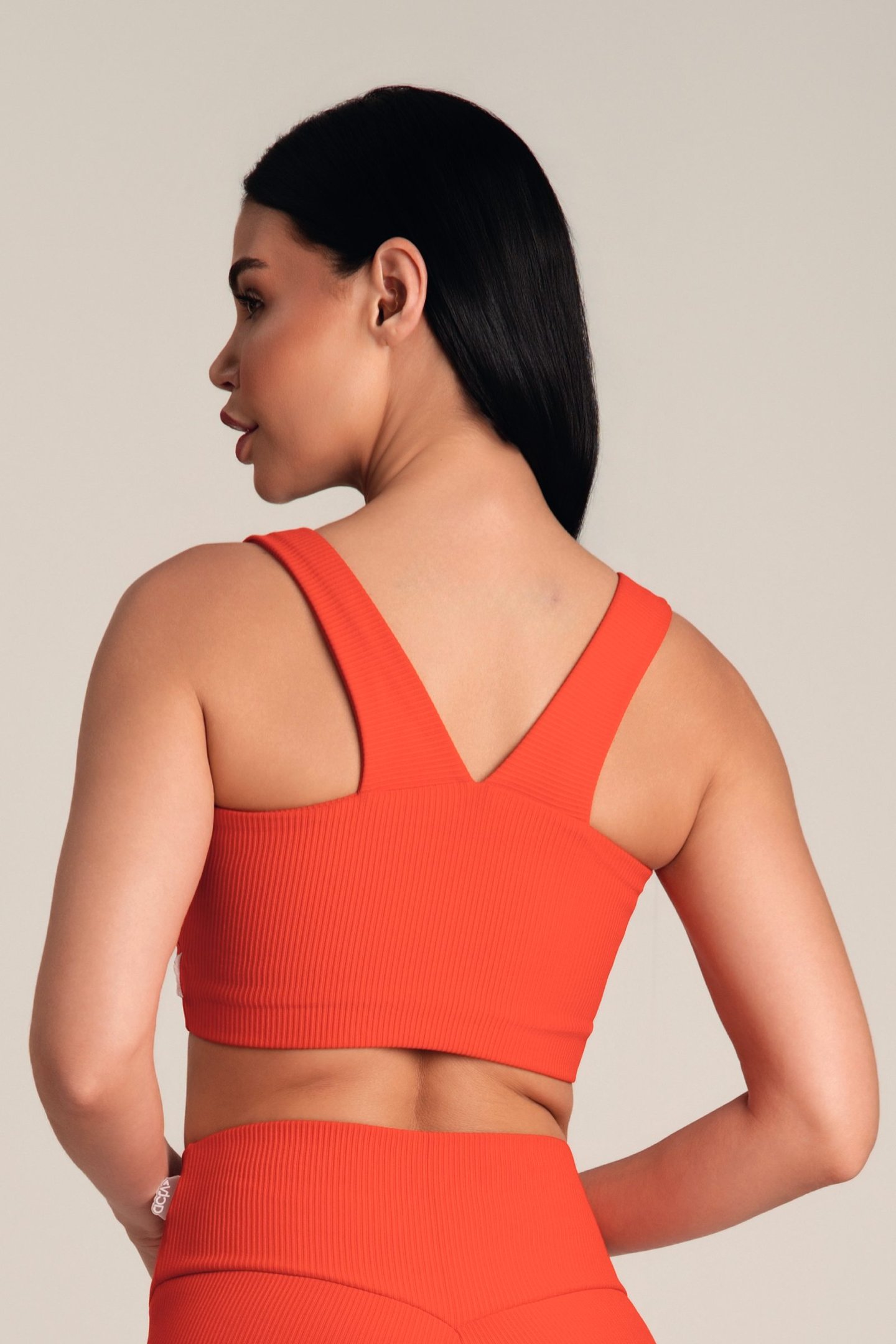 Top Fitness Alta Compressão Canelado Vermelho