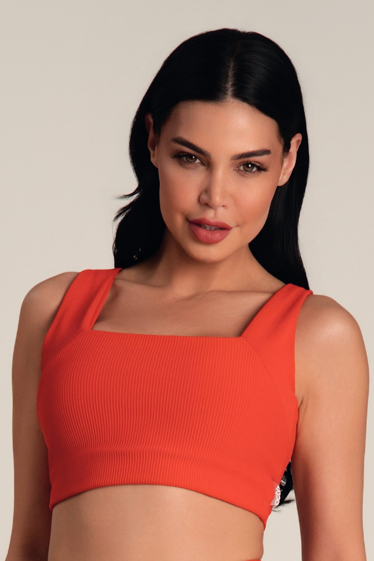 Top Fitness Alta Compressão Canelado Vermelho