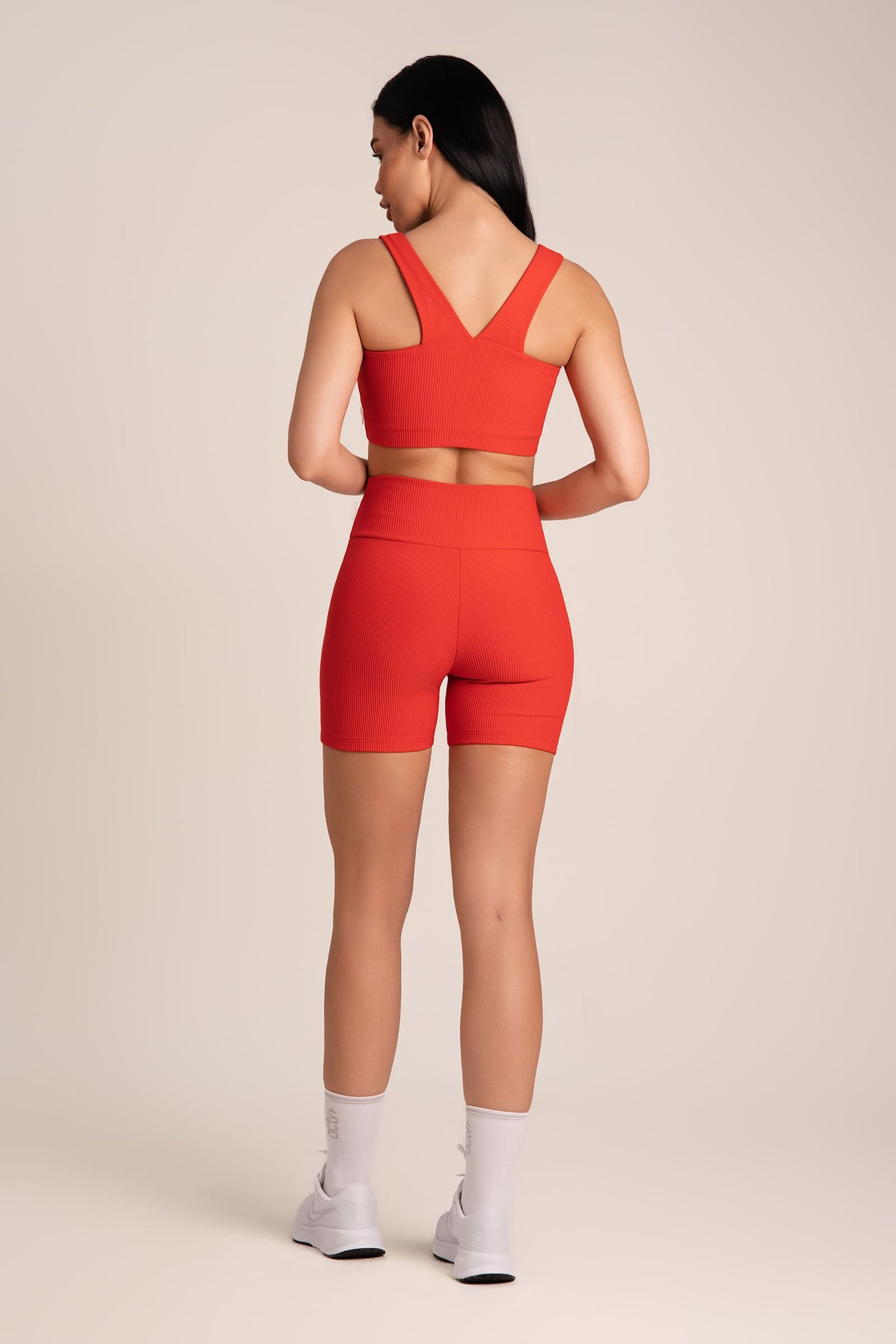 Top Fitness Alta Compressão Canelado Vermelho