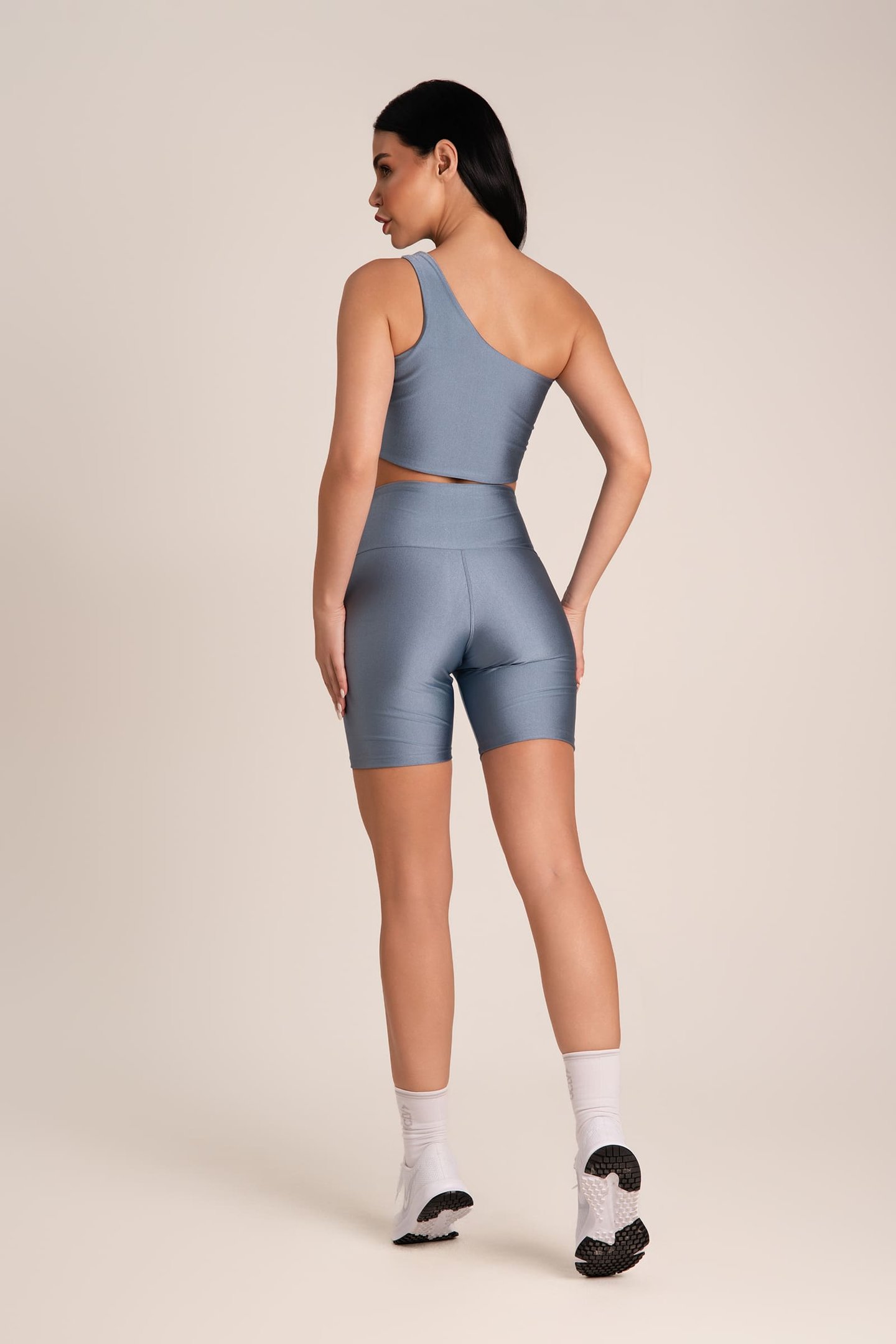 Top Fitness Brilho Alça Única Wind Blue