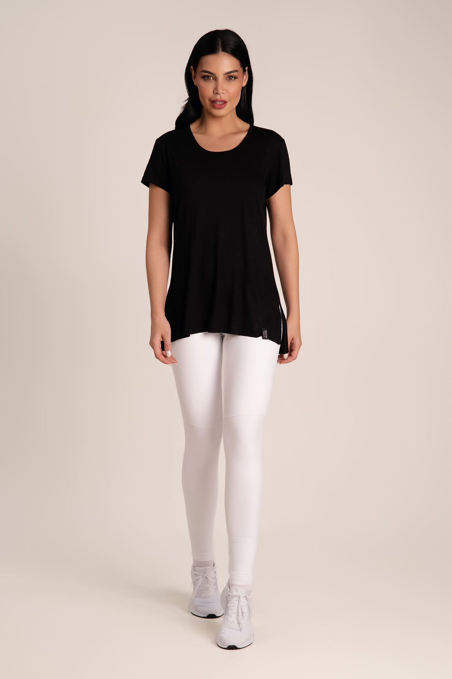 Camiseta Feminina Viscolycra Fenda Preto