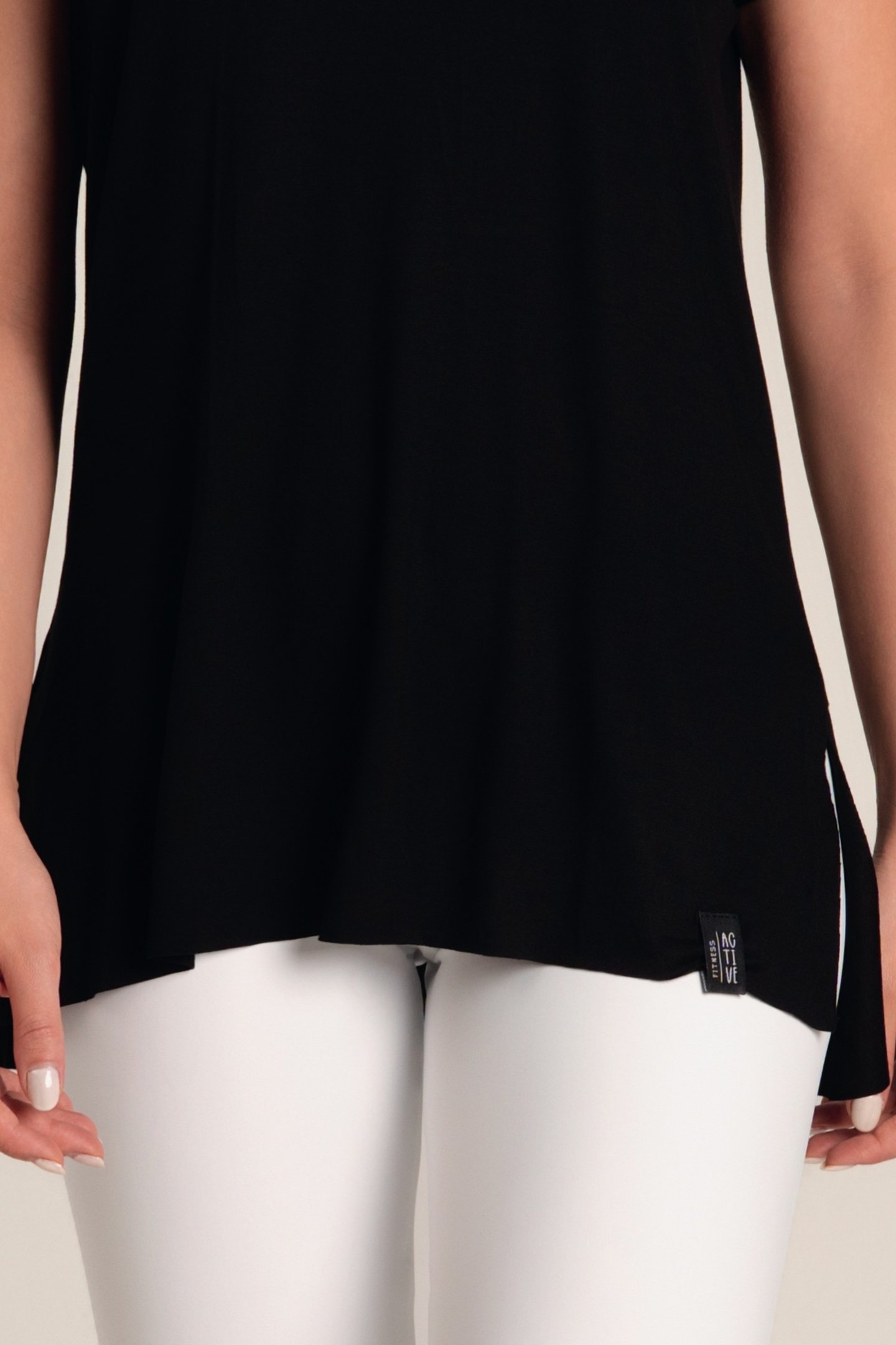 Camiseta Feminina Viscolycra Fenda Preto