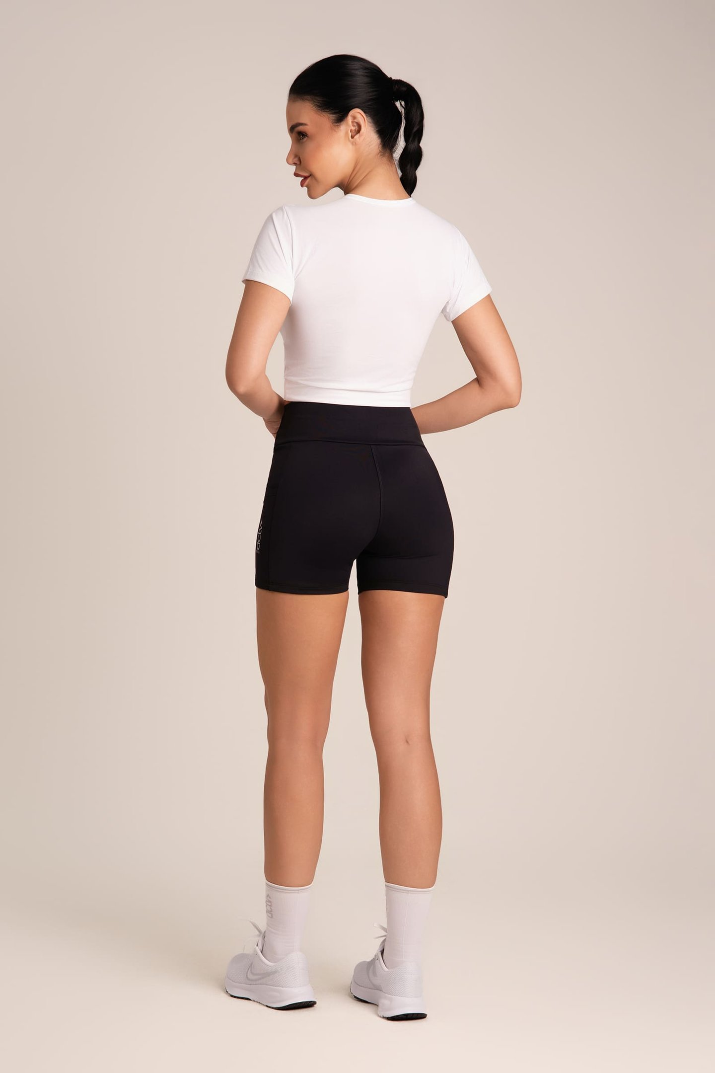 Cropped Manga Curta DryFit Poliamida Branco