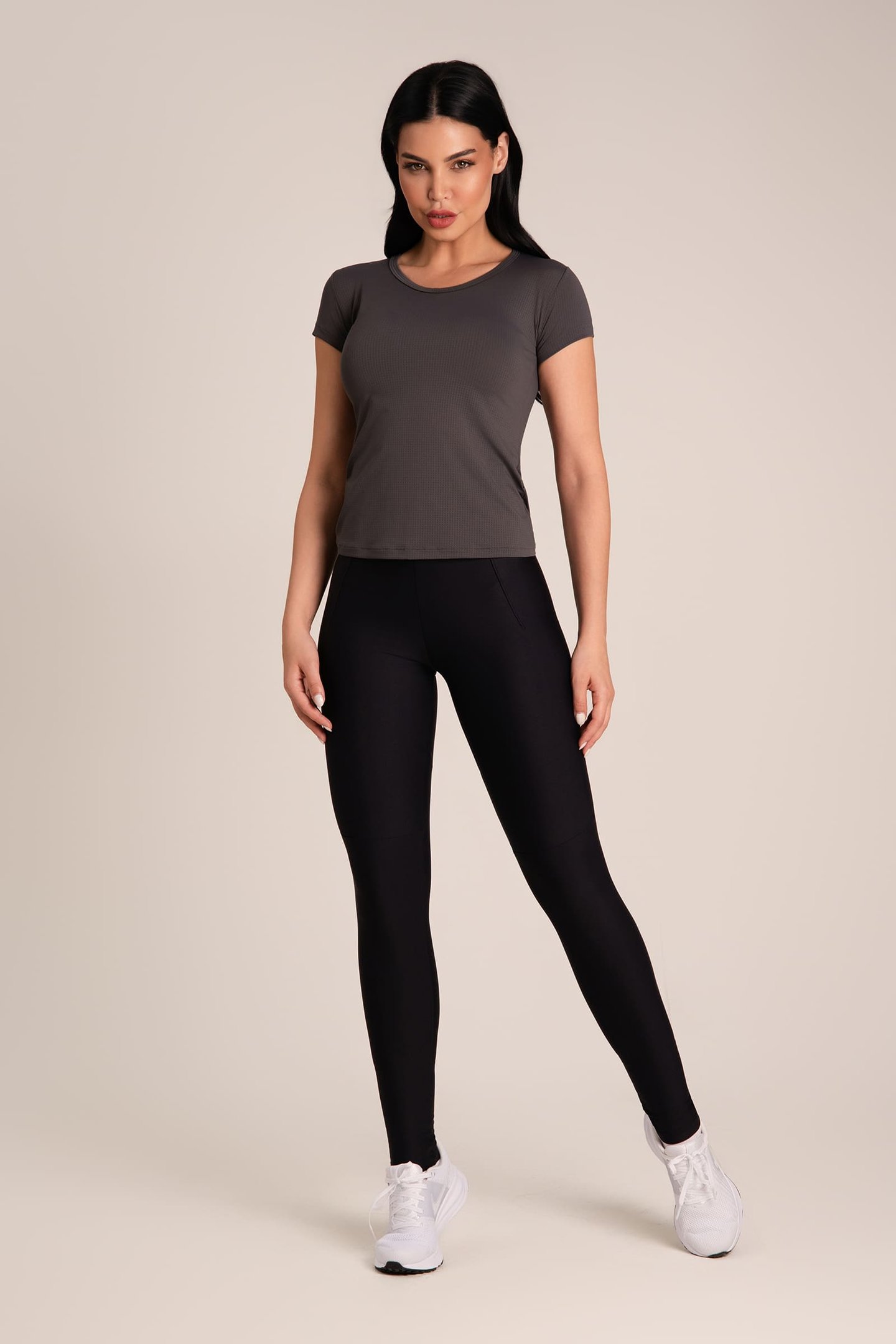 Camiseta Feminina Dry Fit Manga Curta Chumbo