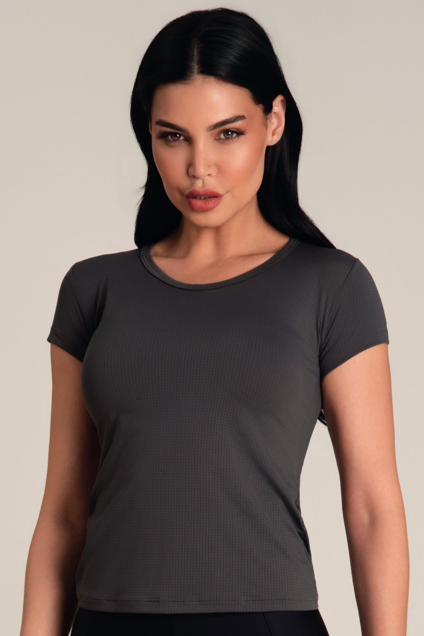 Camiseta Feminina Dry Fit Manga Curta Chumbo