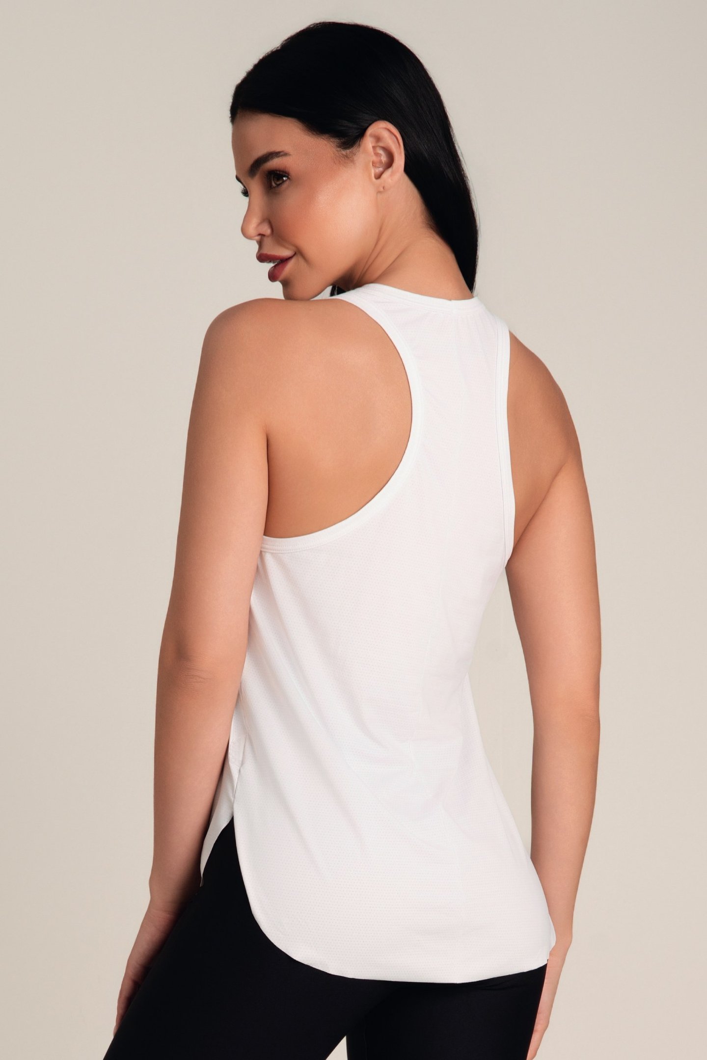 Regata Feminina Dry Fit Alongada Branco