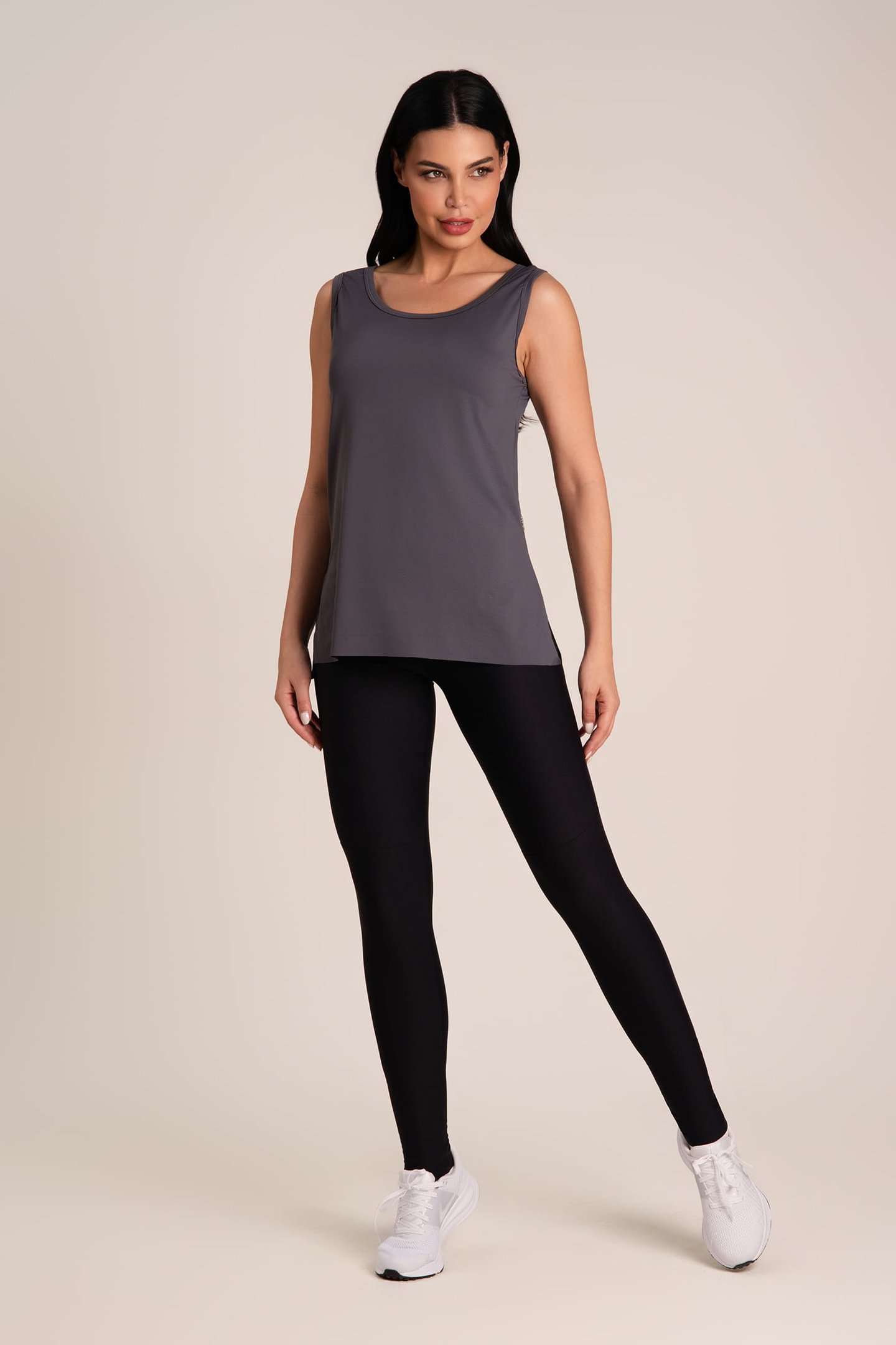 Regata Feminina Dry Fit Fenda Chumbo