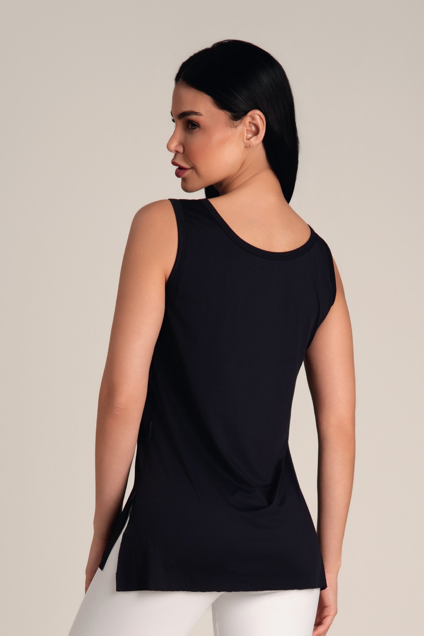 Regata Feminina Dry Fit Fenda Preto