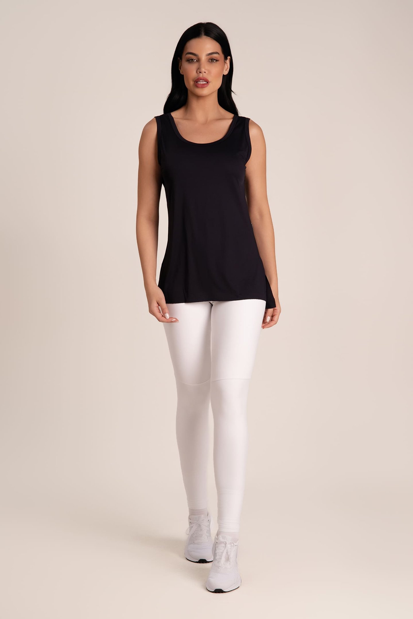 Regata Feminina Dry Fit Fenda Preto