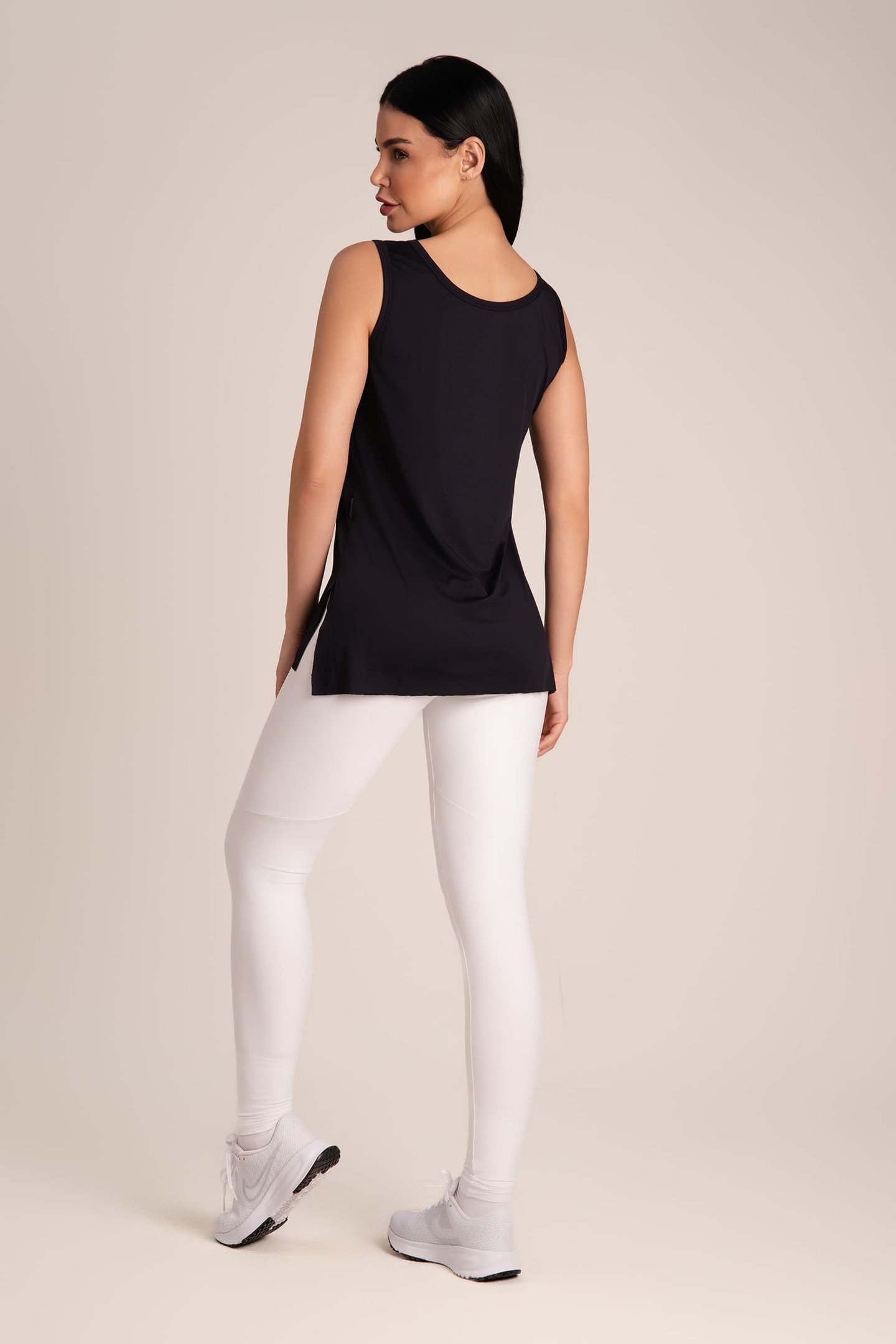 Regata Feminina Dry Fit Fenda Preto