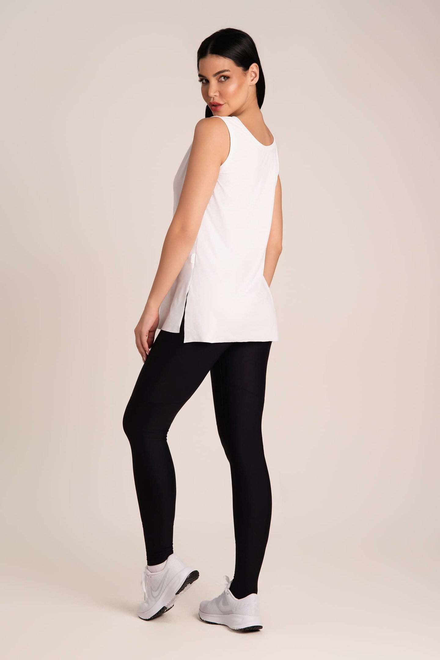 Regata Feminina Dry Fit Fenda Branco