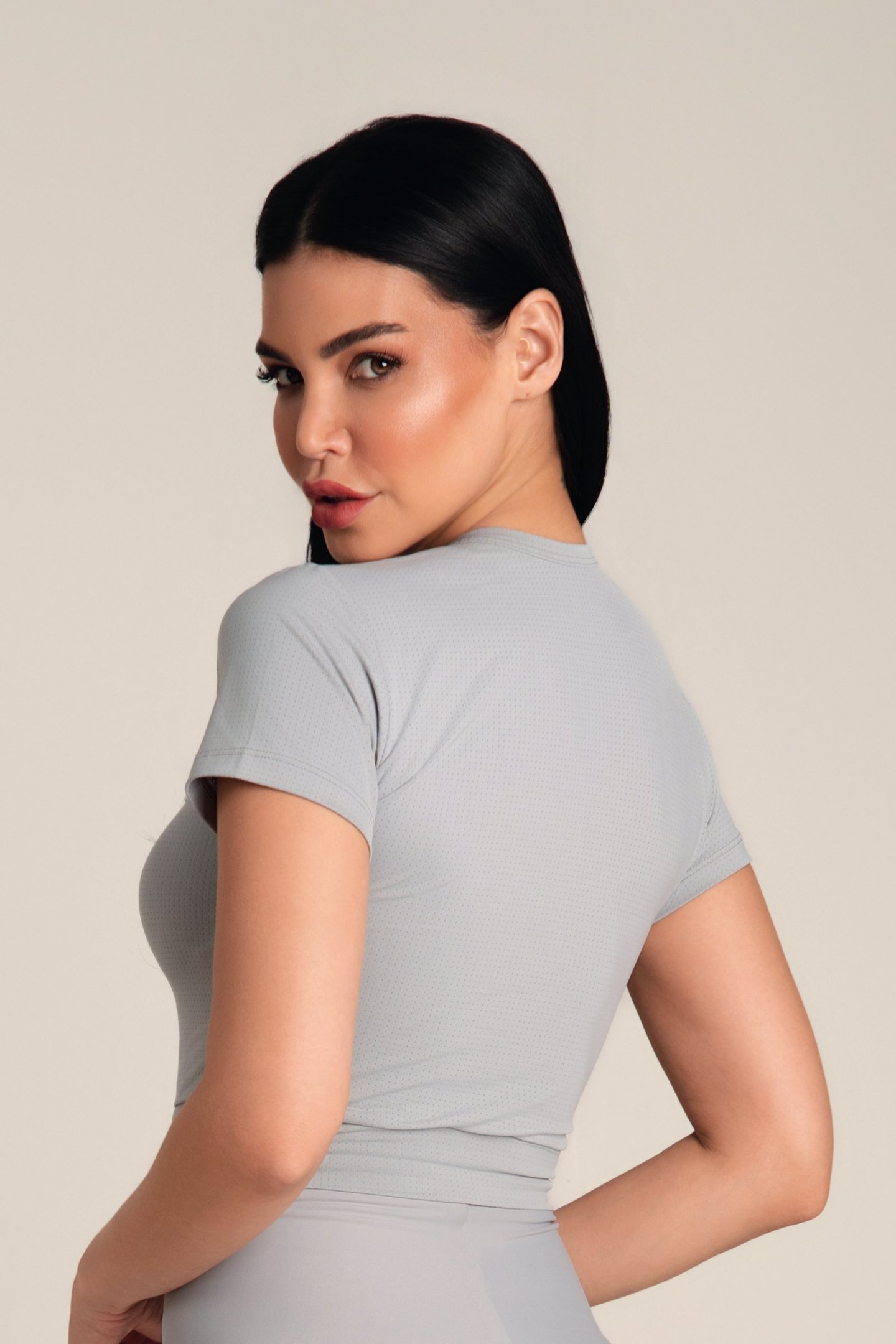 Cropped Feminino Dry Fit Manga Curta Nevoa