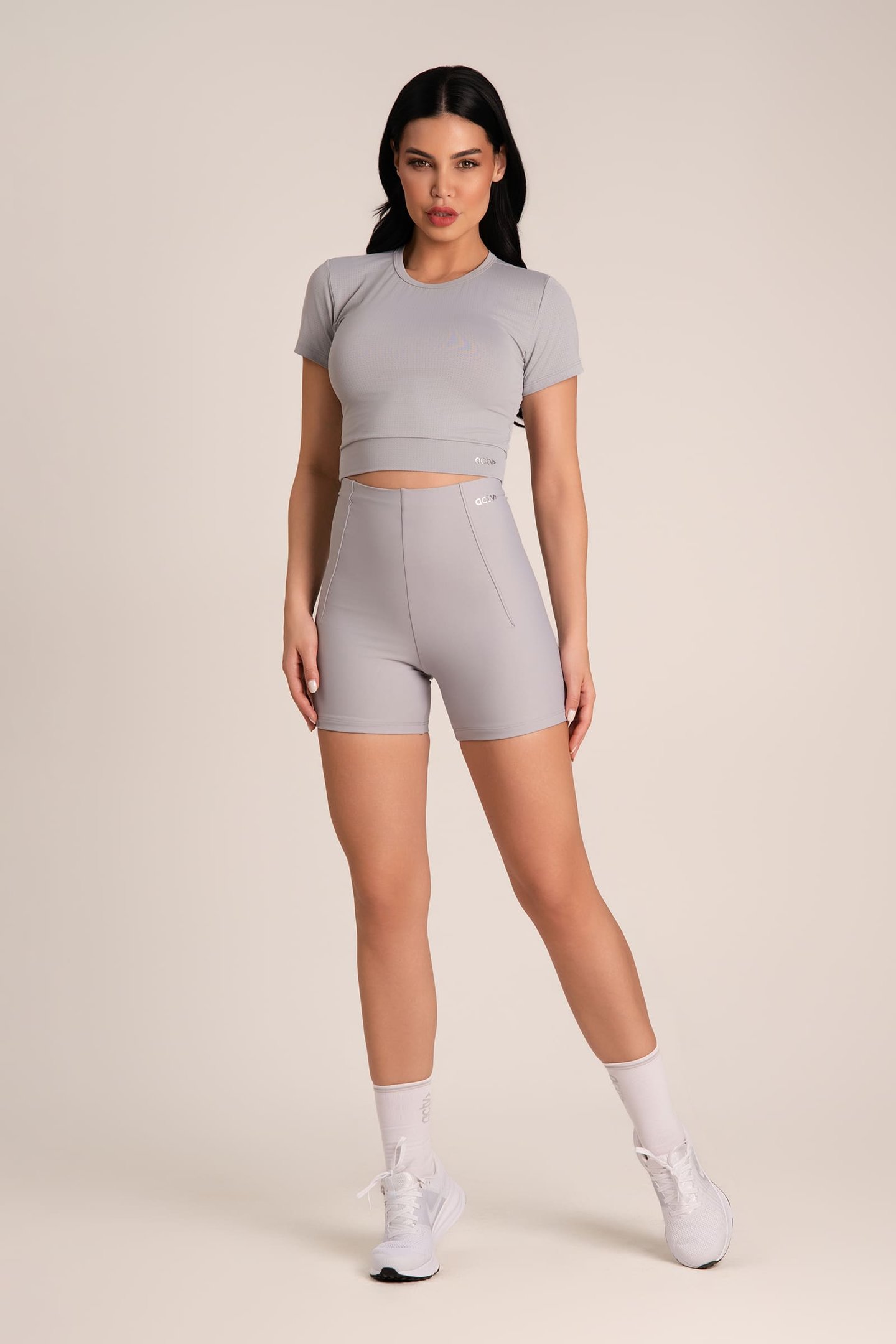 Cropped Feminino Dry Fit Manga Curta Nevoa
