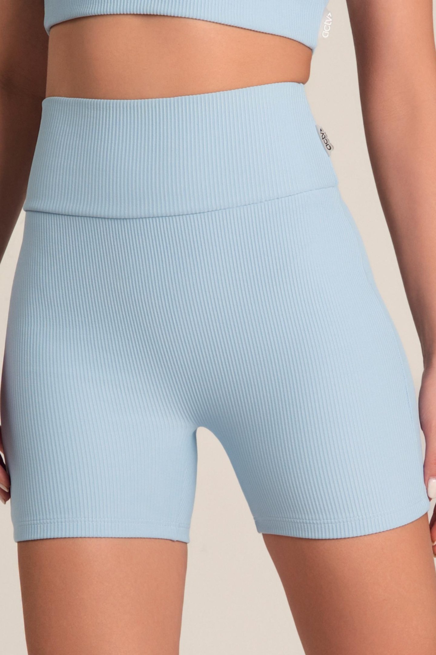 Short Fitness Canelado Sem Costura Frontal Cianita