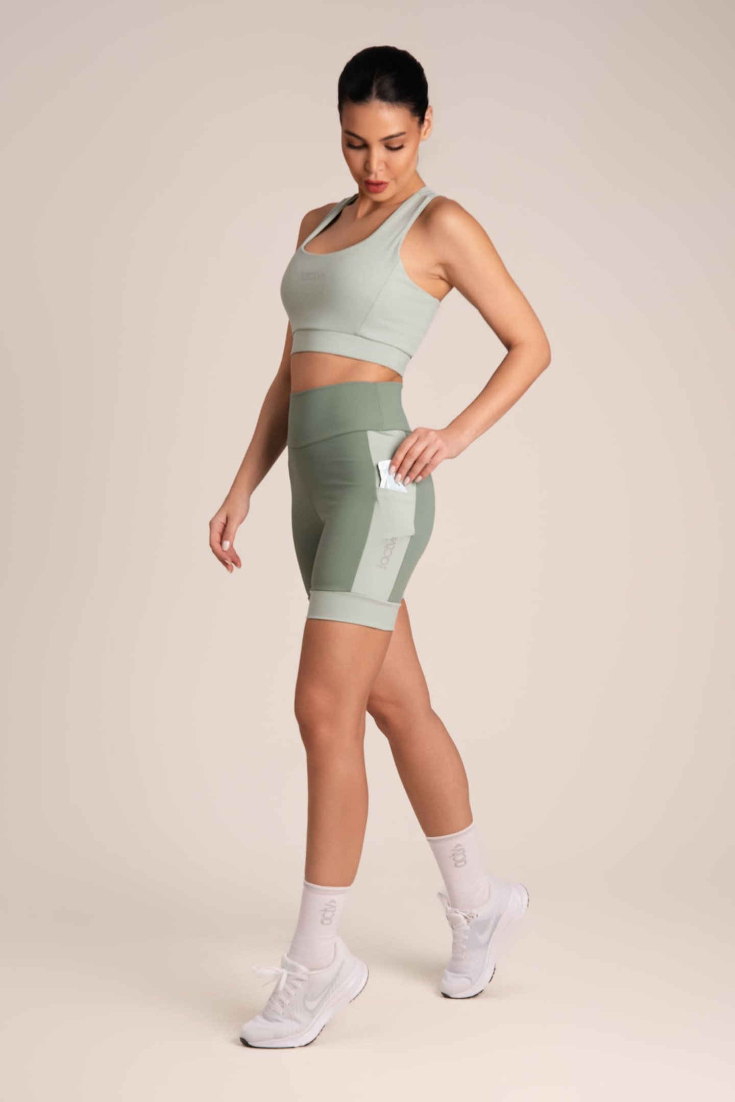 Bermuda De Corrida Com Bolsos Bicolor Matte/teos