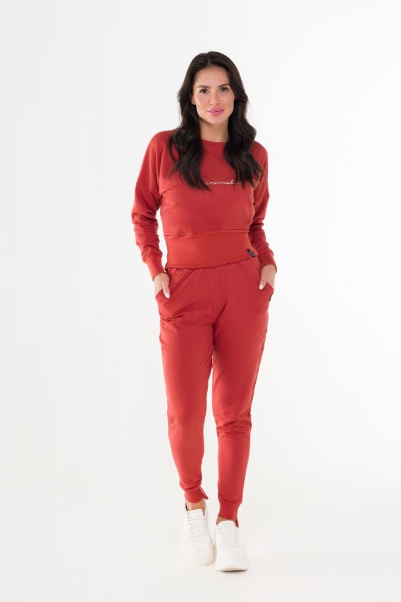 JOGGER PUNHO ASSIMÉTRICO EM FLEECE Ferrugem