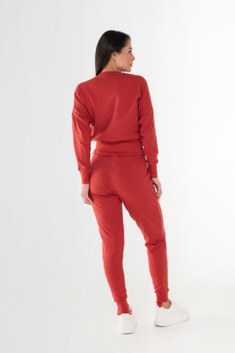 JOGGER PUNHO ASSIMÉTRICO EM FLEECE Ferrugem