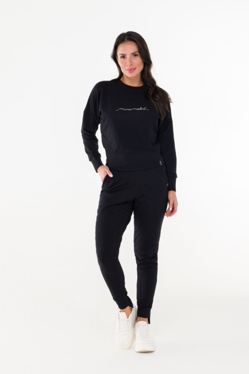 JOGGER PUNHO ASSIMÉTRICO EM FLEECE Preto
