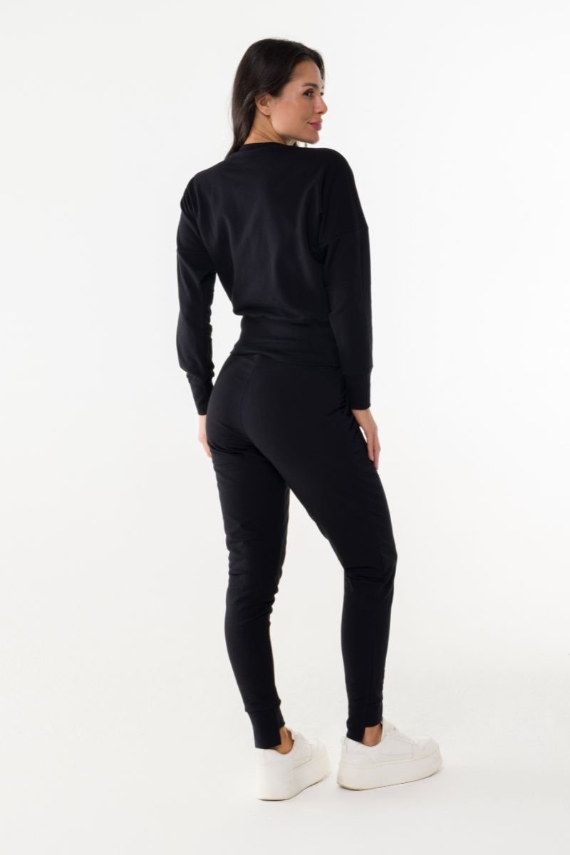 JOGGER PUNHO ASSIMÉTRICO EM FLEECE Preto