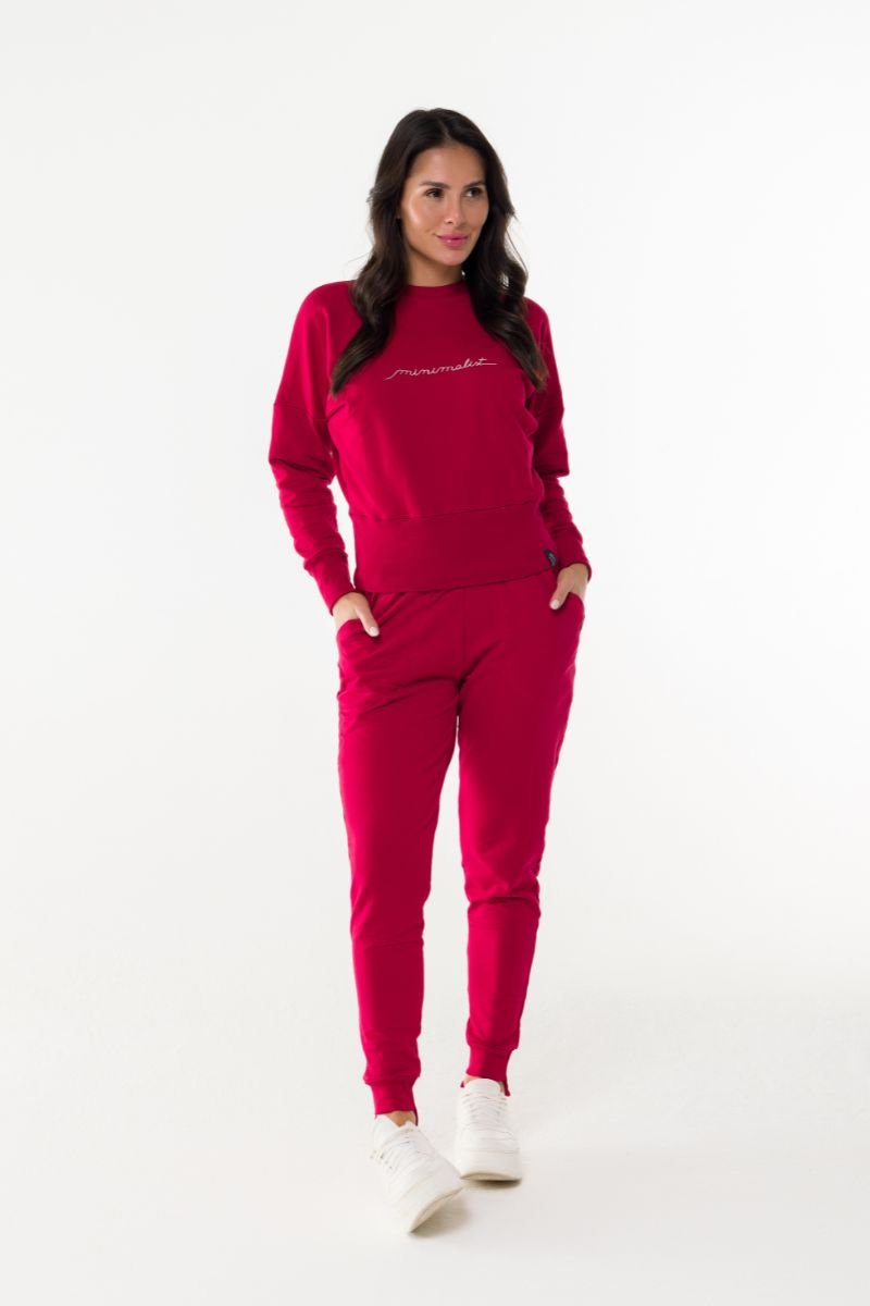 JOGGER PUNHO ASSIMÉTRICO EM FLEECE Carmim