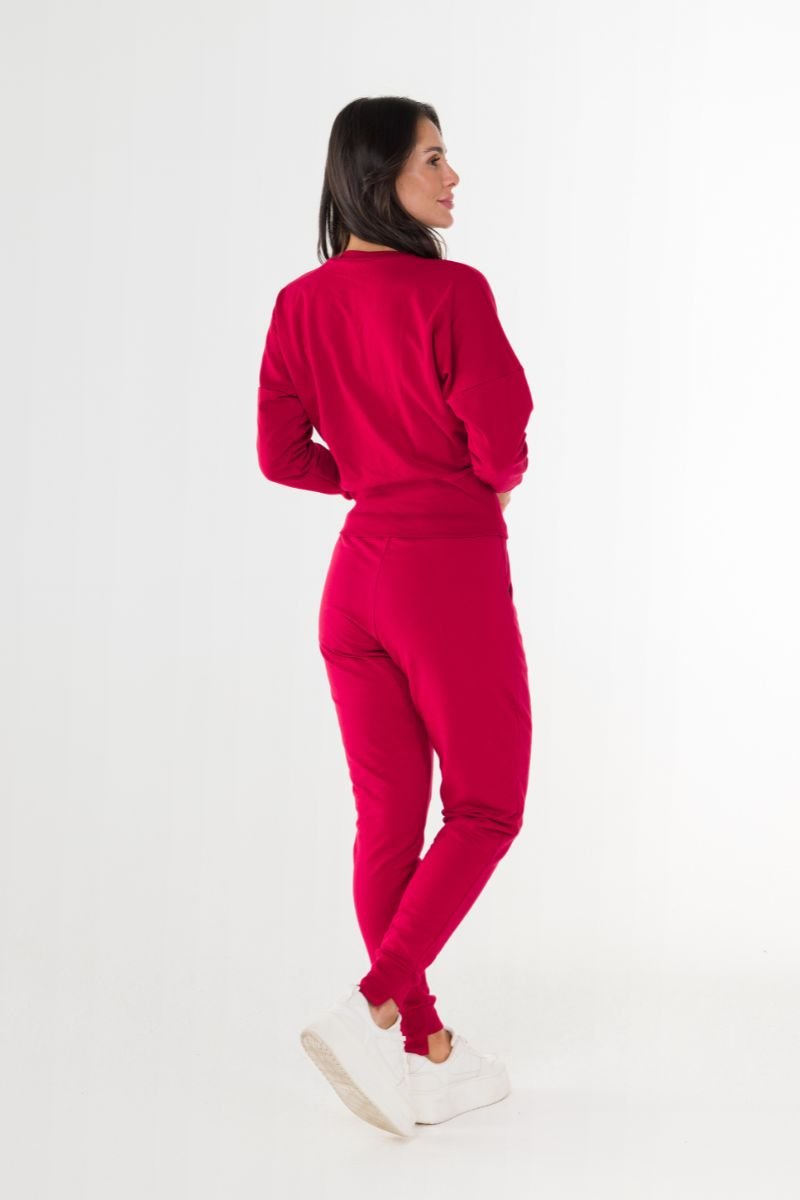 JOGGER PUNHO ASSIMÉTRICO EM FLEECE Carmim