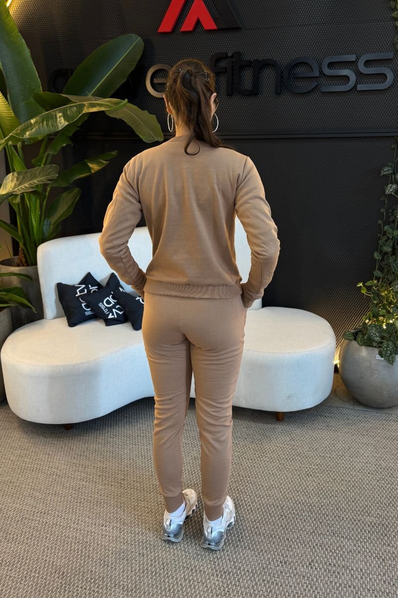 Calça jogger Bolso Com Elástico No Cós Marrom