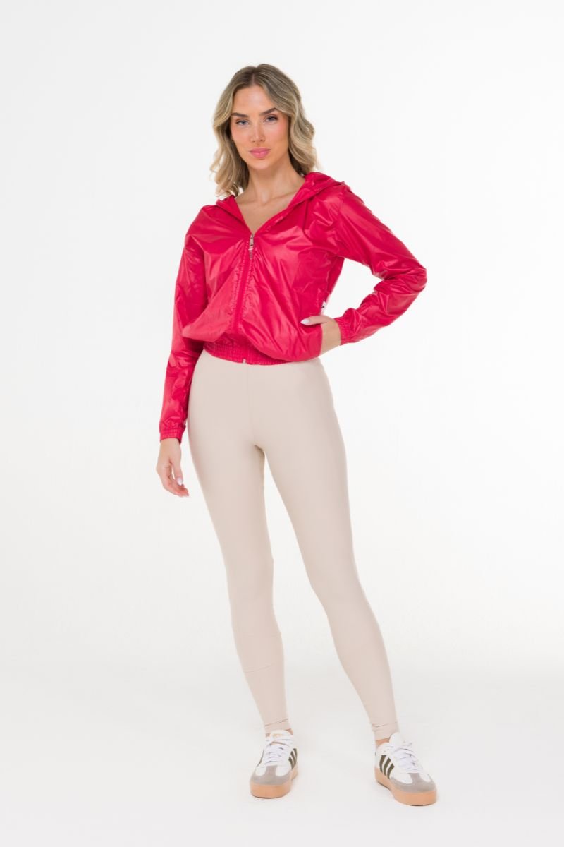 Jaqueta Corta Vento Efeito Aquarepelente Vermelho Intense